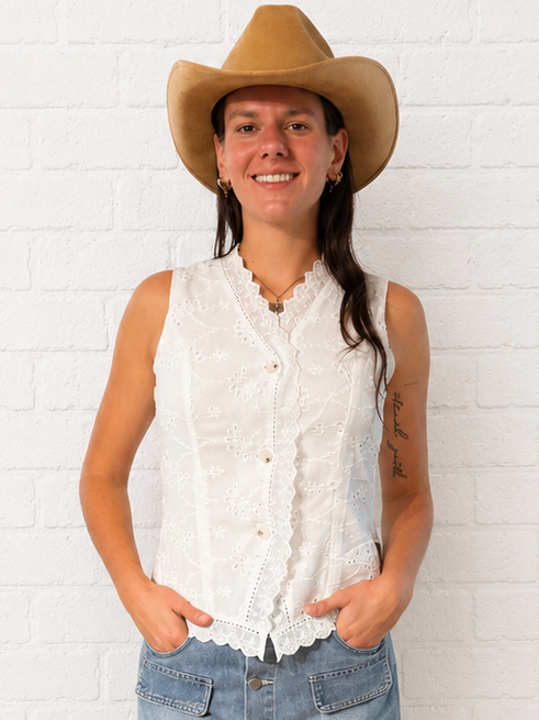Blouse sans manche en dentelle de Cotton