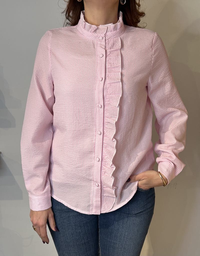 Blouse rose avec rayures