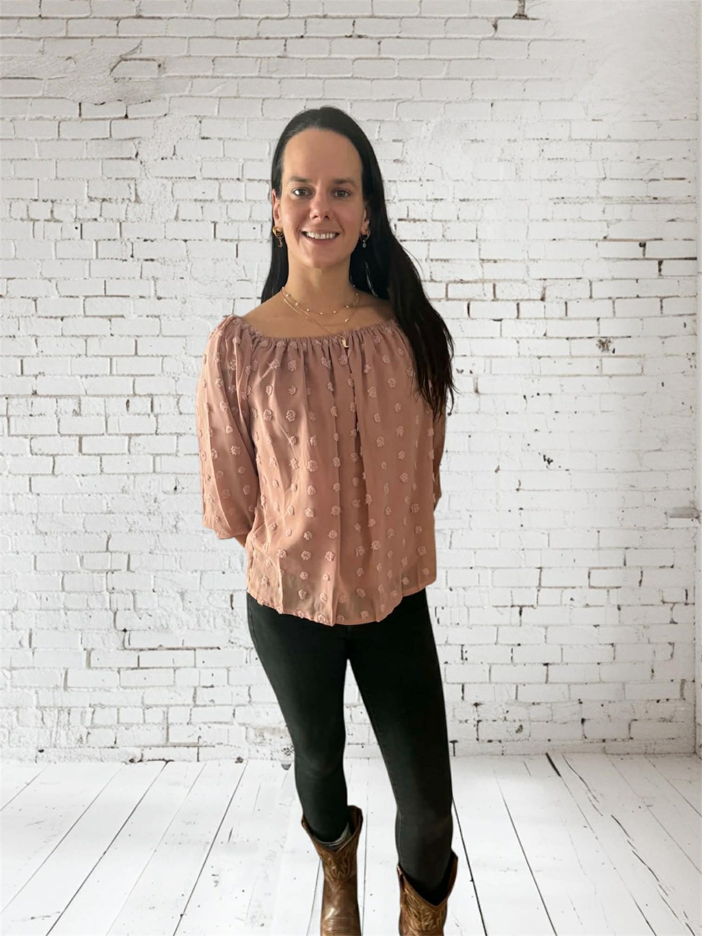 Blouse ample à manche 3/4