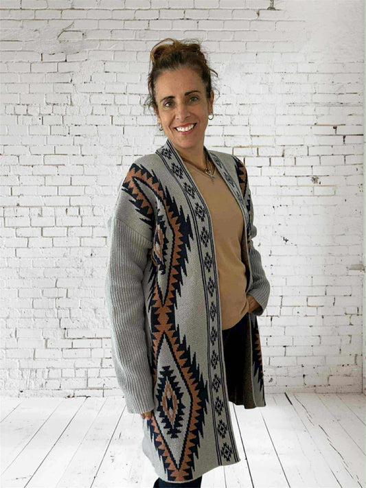 Veste longue a motif